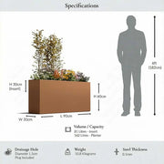 90cm Long Zinc Galvanised Copper 60cm Tall Trough Planter